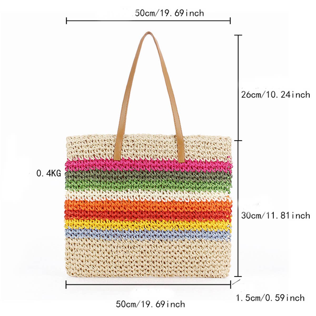 FOREST RAINBOW STRIPED STRAW SHOULDER BAG_CWAB2013