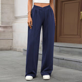 Solid Color Tight-Waist Straight Casual Pants