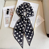 POLKA DOT SIMPLE GEOMETRIC LONG SILK HEAD SCARF_CWASC1519