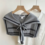 KNIT KNOT SHAWL STRIPED COLLAR WRAP FOR WOMEN_CWASC0848