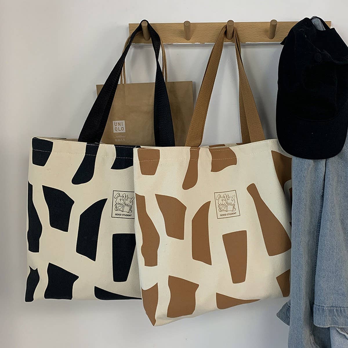 Tote Bags Canvas With Color Block Stitching_Cwab2041