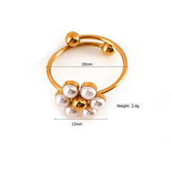 FASHION STEEL DAISY NECKLACE WITH PEARL SET_CWMM8837