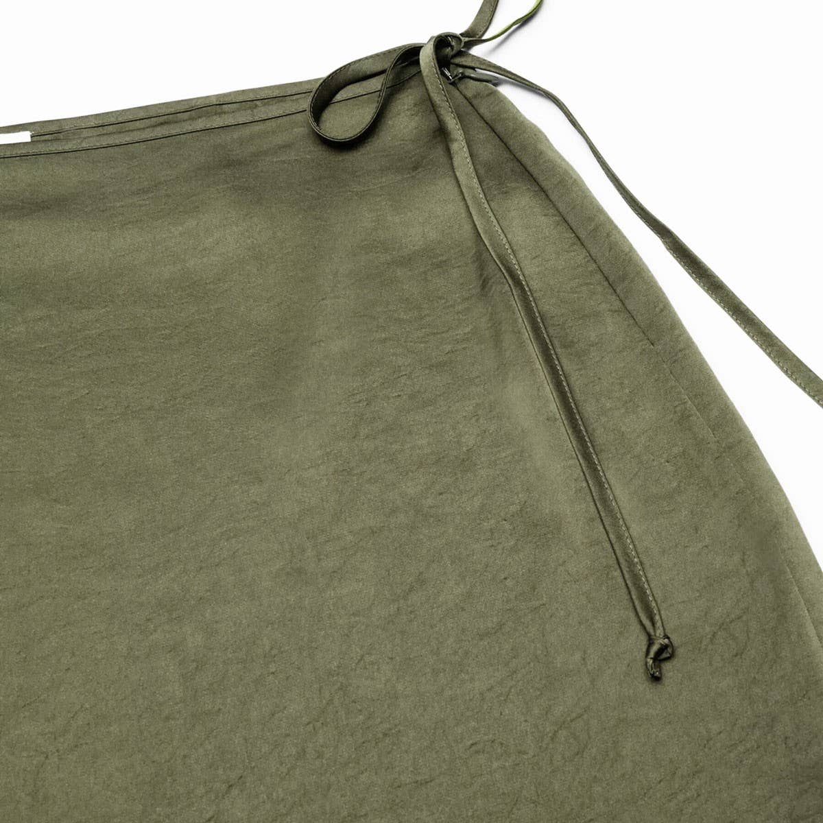 LACE UP SATIN SKIRT HIGH WAIST SLIT STRAIGHT SKIRT_CWBSS0416