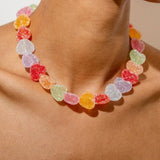 CANDY HEART RESIN NECKLACE CUTE COLORFUL CHIC_CWMM6958