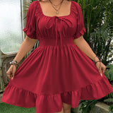 BURGUNDY A LINE DRESS FRESH SWEET SUMMER LOOK_CWDSD8519