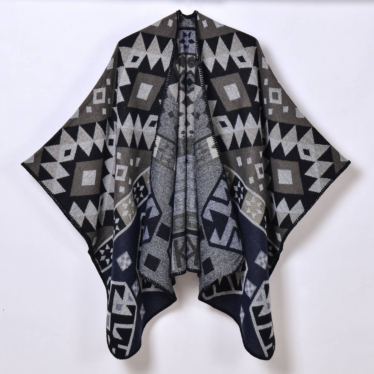 GEOMETRIC DIAMOND THICK WARM SHAWL_CWASC0956