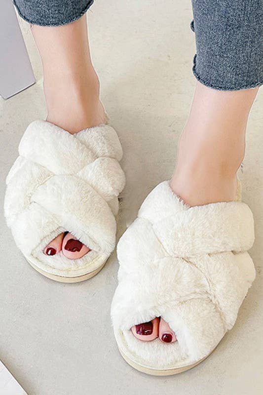 CROSS STRAP HOUSE SHOES COZY COMFY INDOOR SLIPPERS_CWSHS201