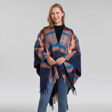 PLAID SHAWL TASSEL LARGE SCARF WARM SPLIT CAPE_CWASC2210