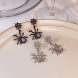 SWEET AND COOL DARK SPIDER PERSONALITY EARRINGS_CWAJE1855
