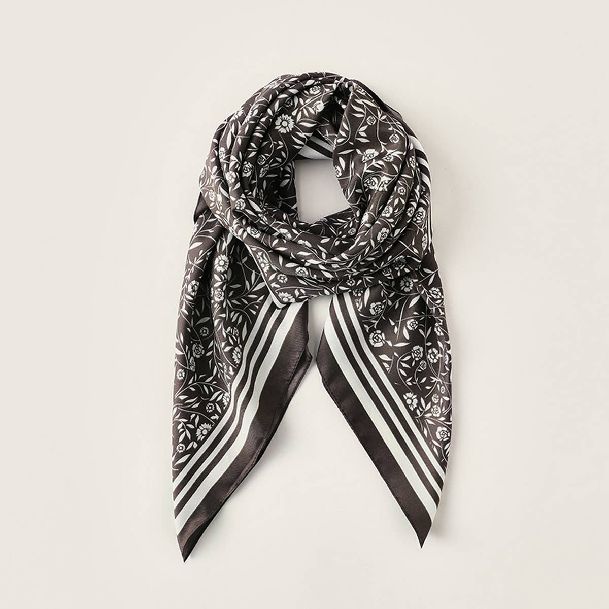 SWEET FLORAL FAUX SILK SCARF SQUARE NECK WRAP_CWASC0254