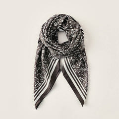 SWEET FLORAL FAUX SILK SCARF SQUARE NECK WRAP_CWASC0254