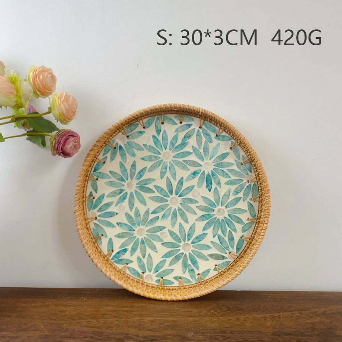 RATTAN FRUIT PLATE TEA ROOM SHELLBASKET ROUND PLATE_CWMM4495