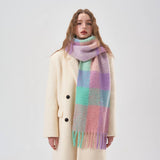 32 WOOL COLORBLOCK PLAID SCARF SOFT WARM_CWASC2365