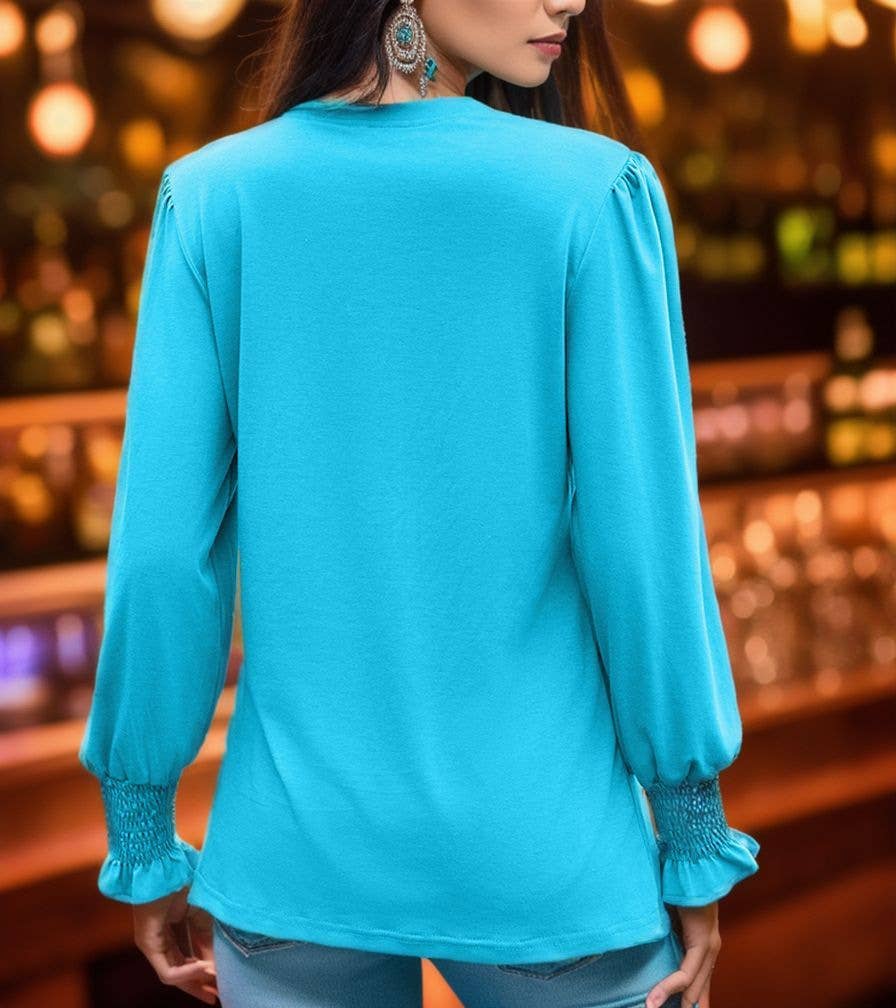 Womens Pull-Up Sleeve V-Neck T-Shirt