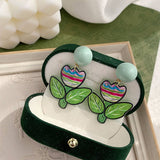 CONTRAST COLOR GRAFFITI FLOWER EARRINGS_CWAJE1638