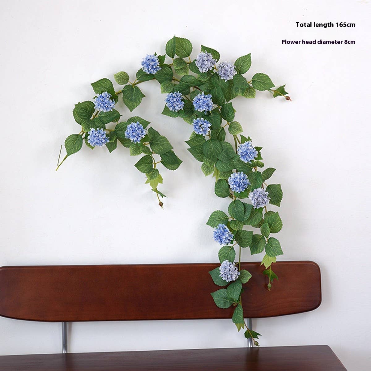 HYDRANGEA EUCALYPTUS VINE GARLAND WITH 14 BLOOMS_CWMM6518