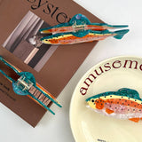 SALMON ACETATE CLAW CLIP OCEAN STYLE LARGE SIZE_CWAHA5829