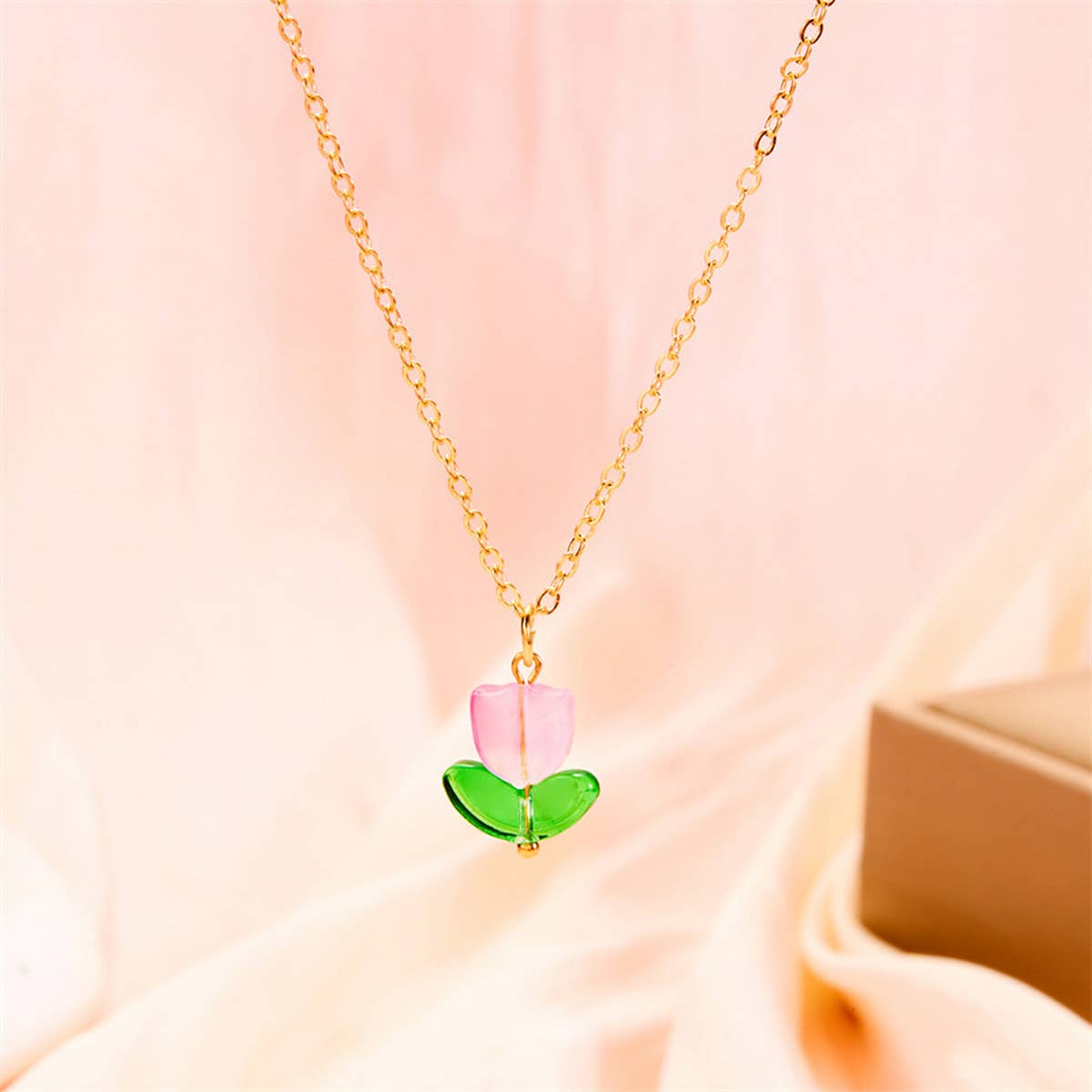 SIMPLE FLOWER TULIP NECKLACE_CWAJE2441