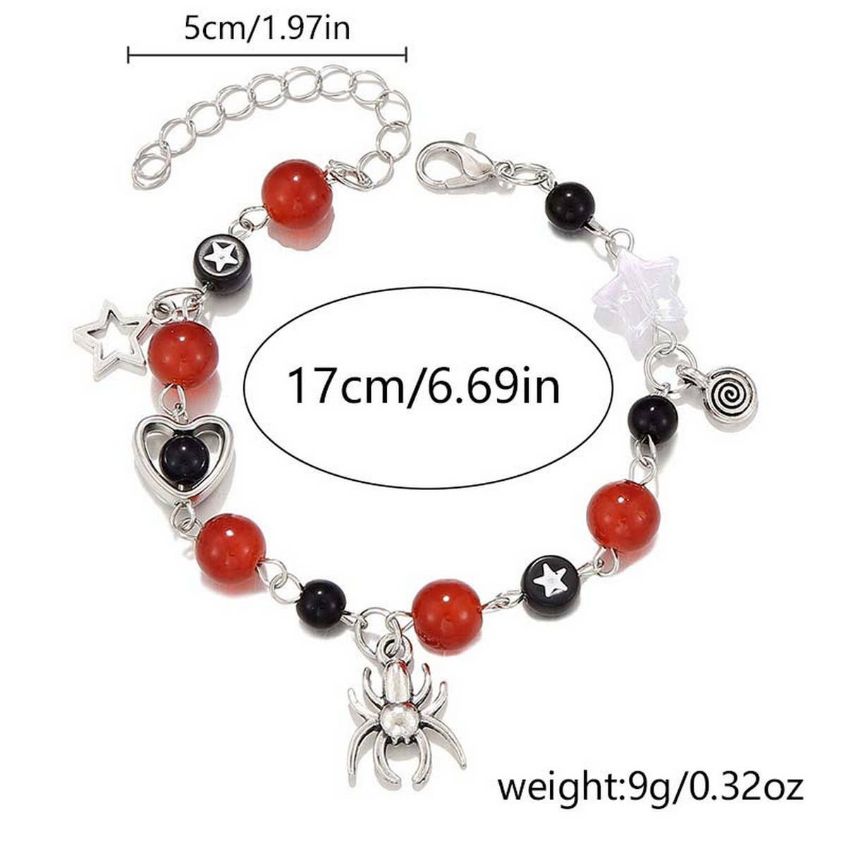 HALLOWEEN SPIDER HEART STAR BRACELET_CWAJE2453