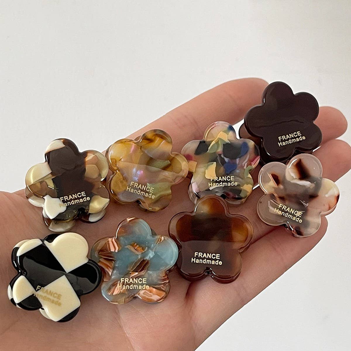 INK BROWN FLORAL MINI HAIR CLAW RETRO BANG CLIP_CWAHA3951