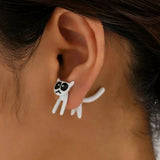 PERSONALIZED CUTE KITTEN INTERSPERSED EARRINGS_CWAJE2446