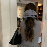 Houndstooth Bow Hair Claw Elegant Low Pony Clip_Cwaha08012