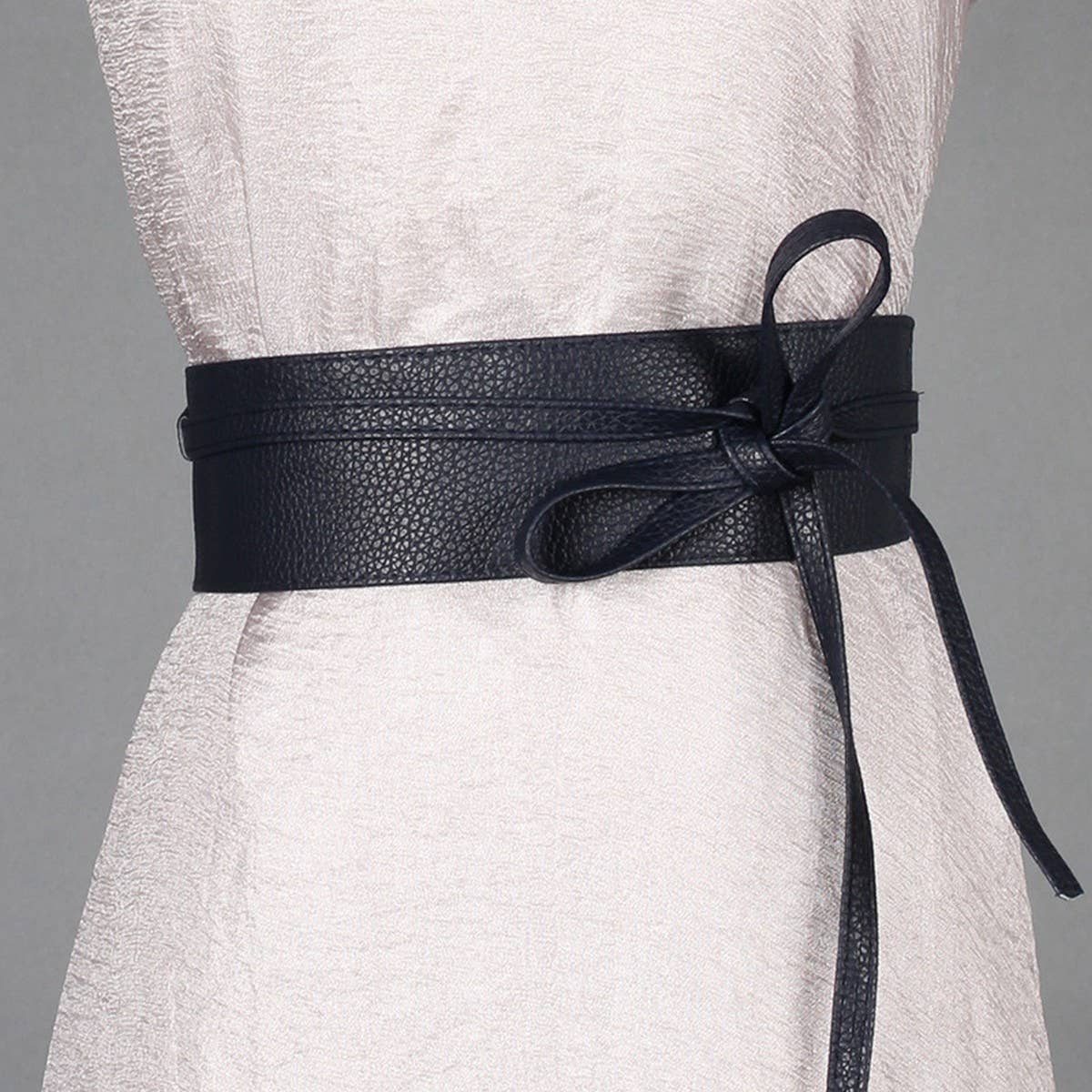 Wide Ribbon Bow Two Circle Belt Waist Seal_Cwabe0338