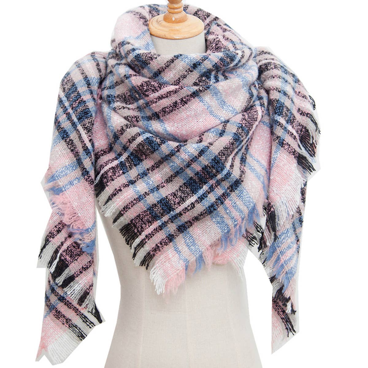 NEW LARGE PLAID TRIANGLE SCARF SPRING TO WINTER_CWASC0108