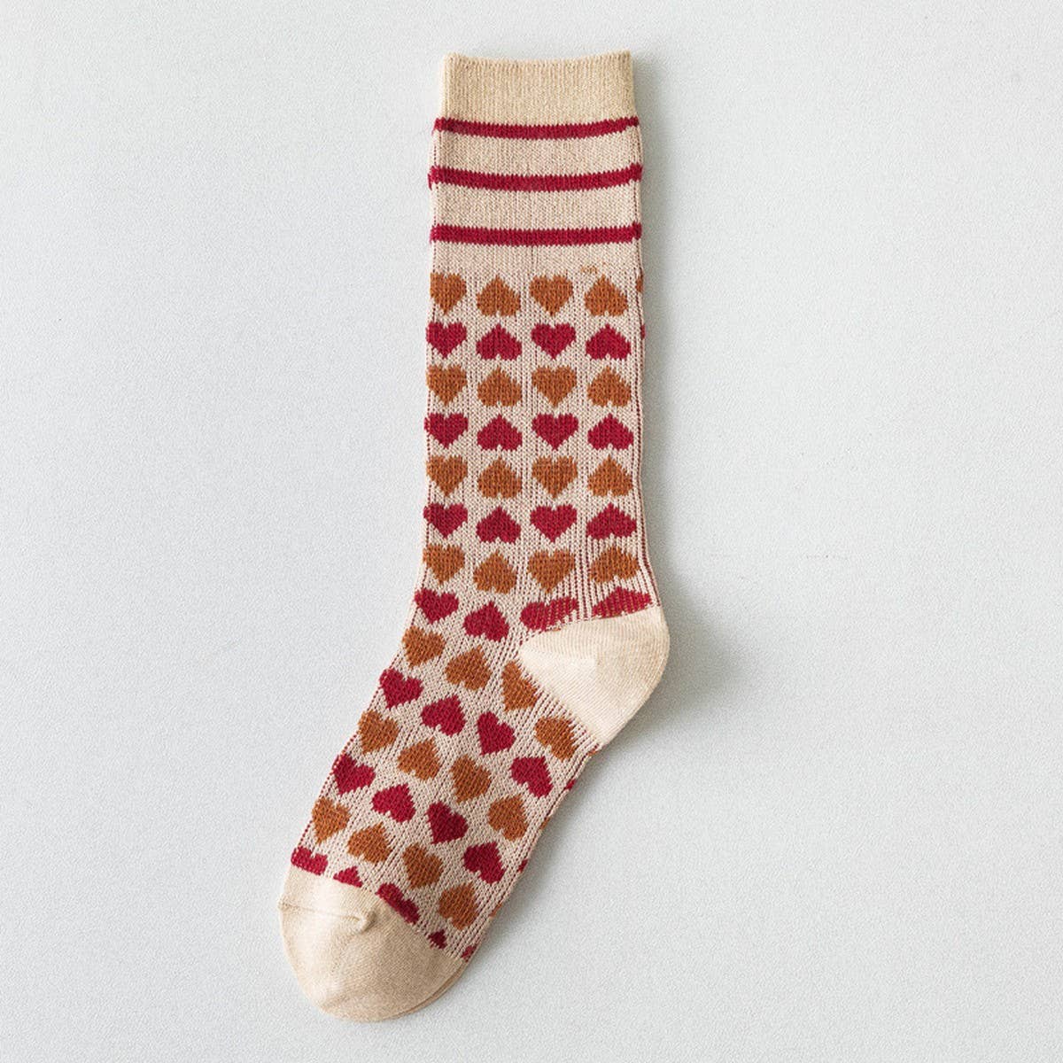 Vintage Love Print Mid-Tube Socks For Women_Cwms0409