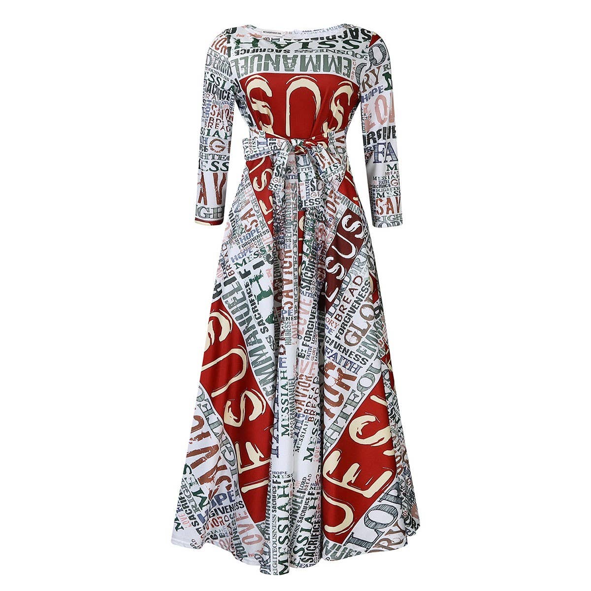 FASHIONABLE PRINTED LACE UP OVERSIZED DRESS_CWDMD3696