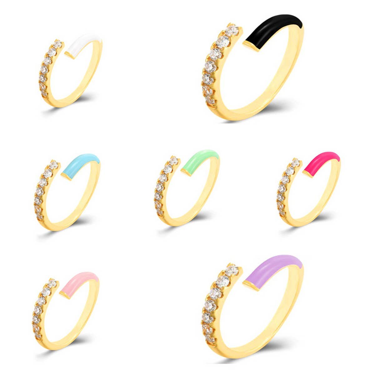 DOUBLE LAYER COLOR OIL DROP OPEN RING_CWAJE1737