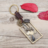 ALLOY BIRD PENDANT WOVEN LEATHER KEYCHAIN_CWMM5038