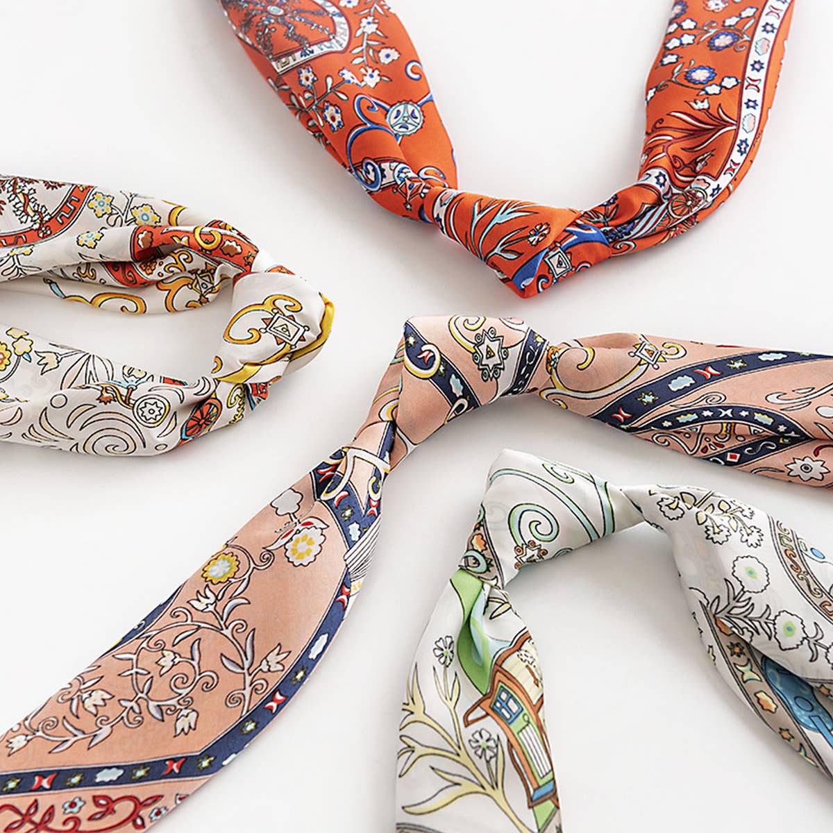 FLORAL SATIN SQUARE SCARF FOR WOMEN S ELEGANCE_CWASC0498