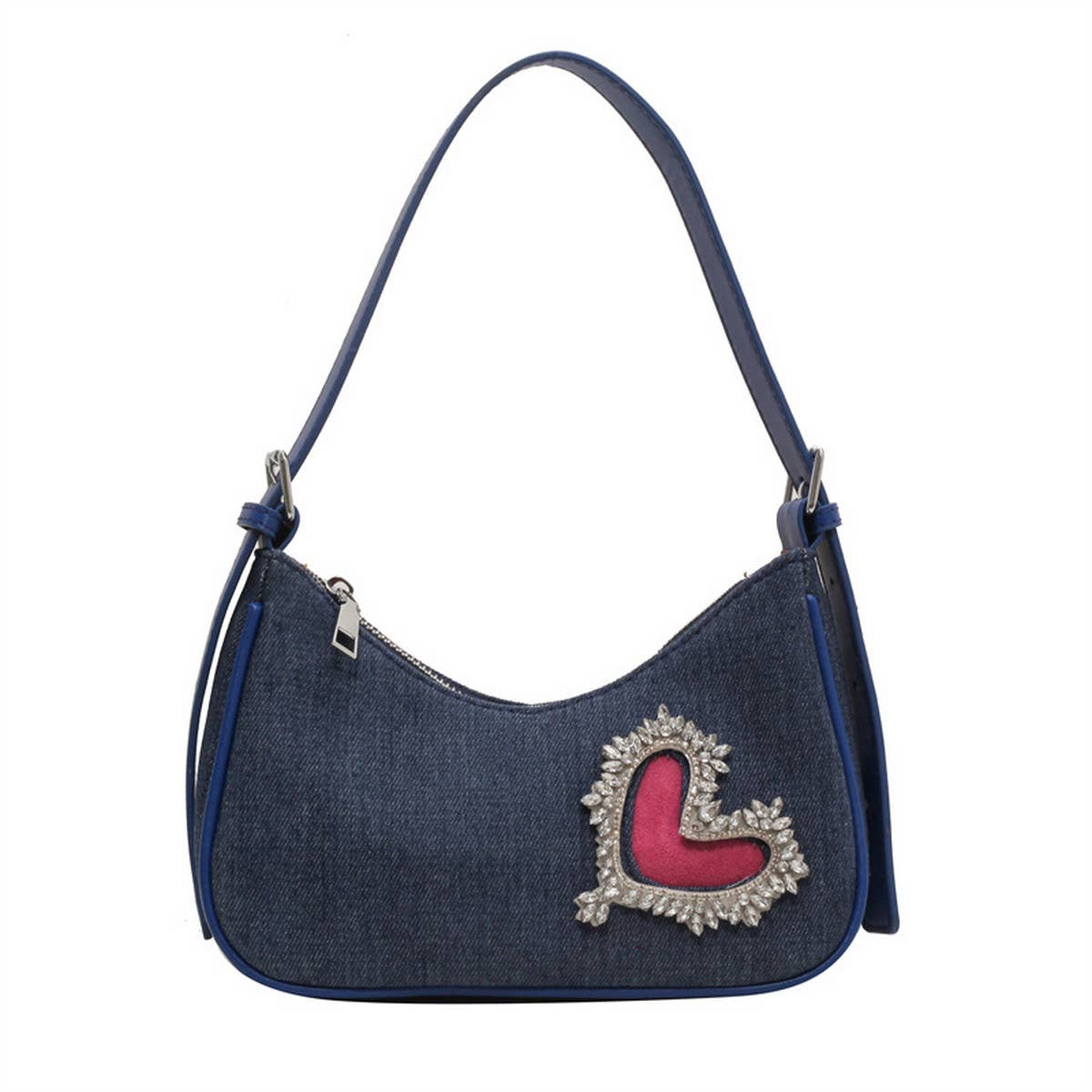 Women Heart Rhinestone Armpit Bag_Cwab1593