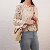 STRAW BEACH BAG WITH BAMBOO HANDLE FOR WOMEN_CWAB4694