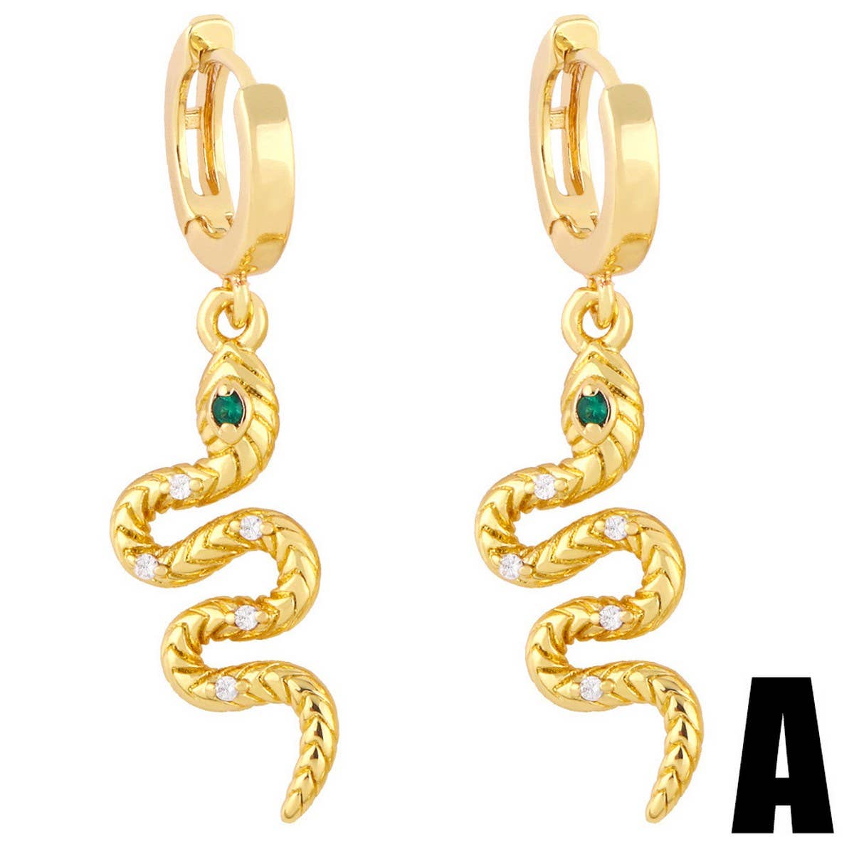 INLAID ZIRCON SNAKE SHAPED PENDANT EARRINGS_CWAJE1046