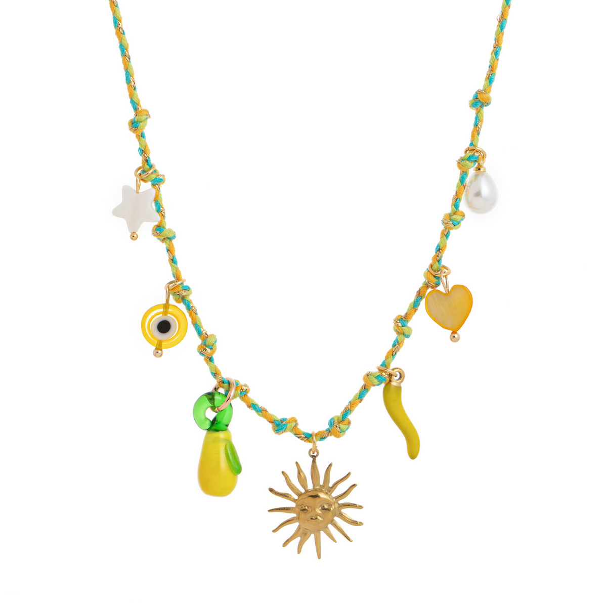Summer Starfish Pearl Heart Beaded Necklace_Cwaje05574