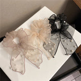 SIMPLE MESH PEARL BEAD BOW HAIR ROPE_CWAHA1099