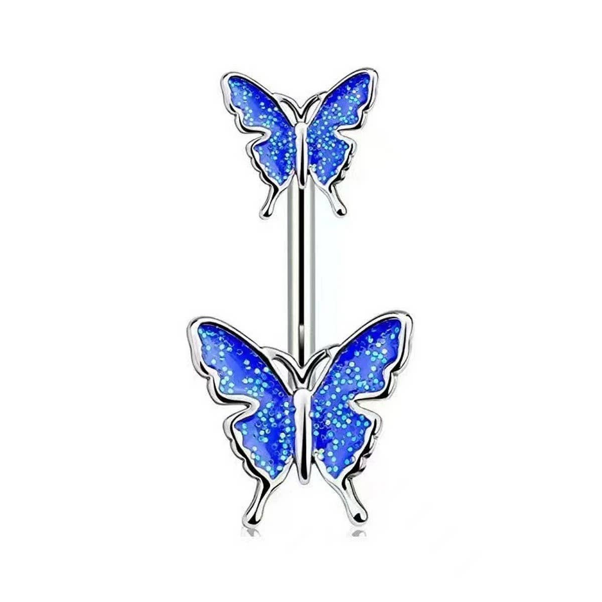 GLITTER BUTTERFLY BELLY RING RESIN BODY PIERCING_CWMM9306