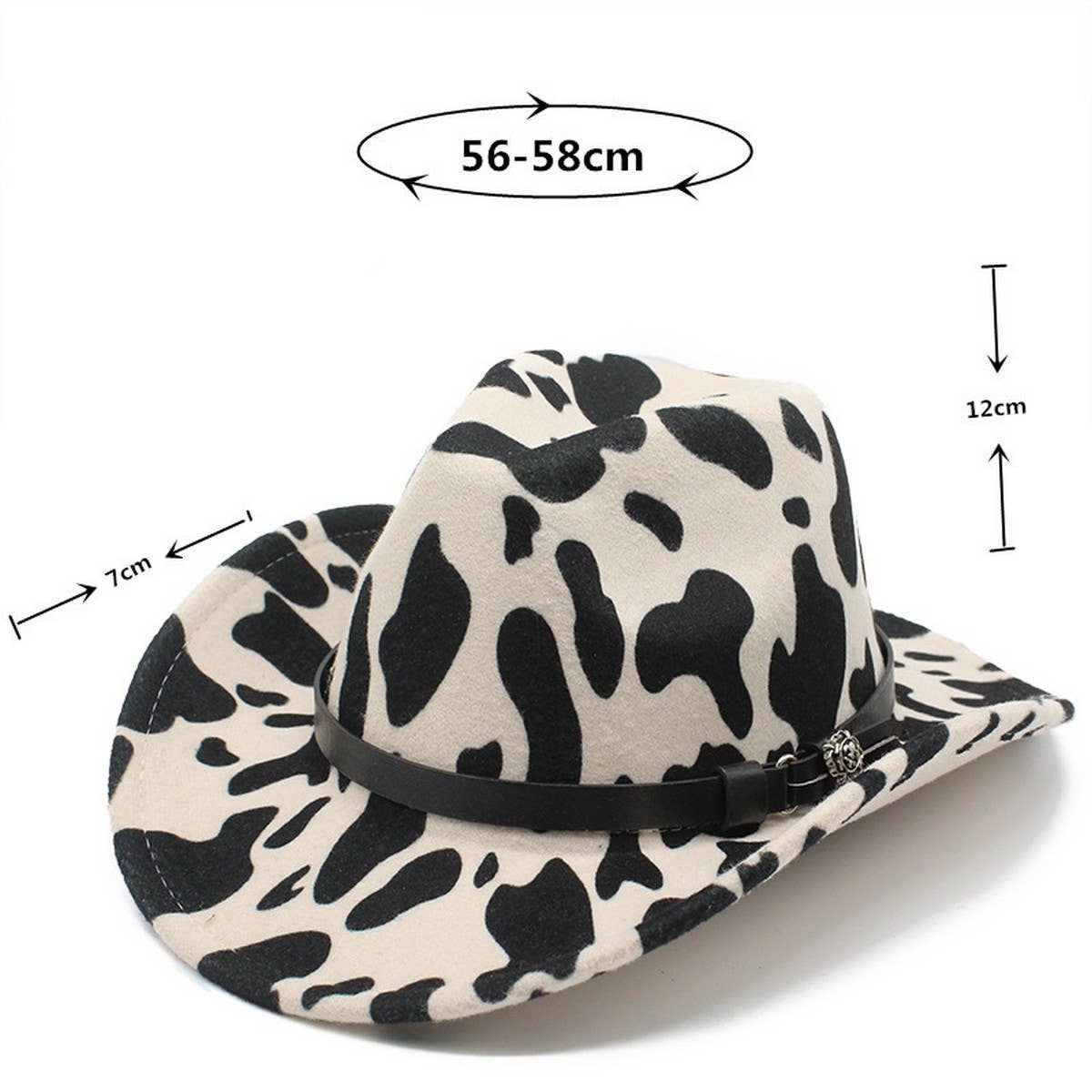 Western Cowboy Jazz Hat Woolen Hat Cow Pattern Hat_Cwah2551