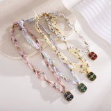 ORIGINAL SILK SCARF NECKLACE WITH COLORFUL CHARM_CWMM8815