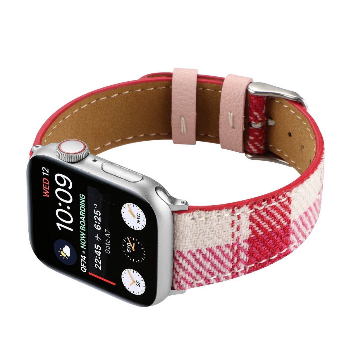 IWATCH8 1 PLUSH CHECKERED LEATHER STRAP_CWWW0049