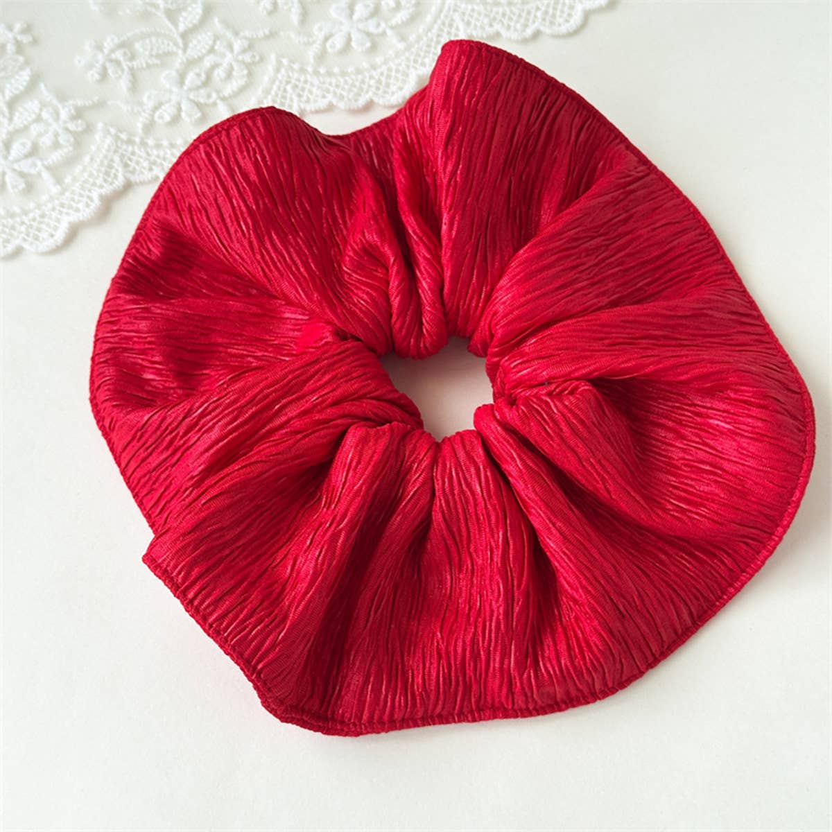 Xmas Plaid Bead Hair Scrunchie Retro Tie_Cwaha07608