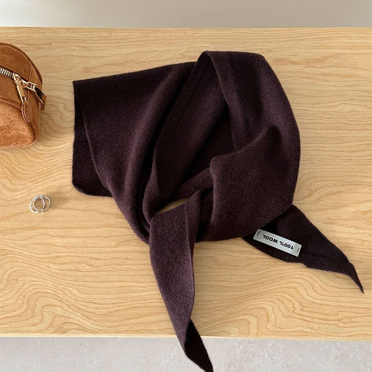 100% Wool Triangle Scarf Warm Knit Shawl_Cwov00262
