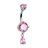 ROUND TEARDROP CZ BELLY RING IN STAINLESS STEEL_CWMM9246