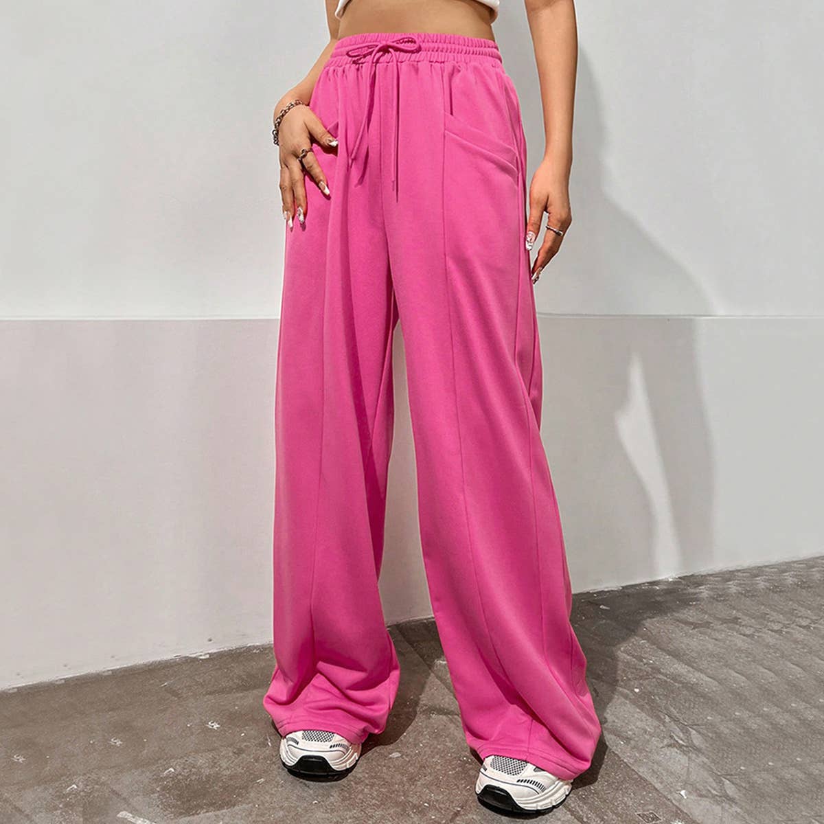 Straight High-Waisted Wide-Leg Pants
