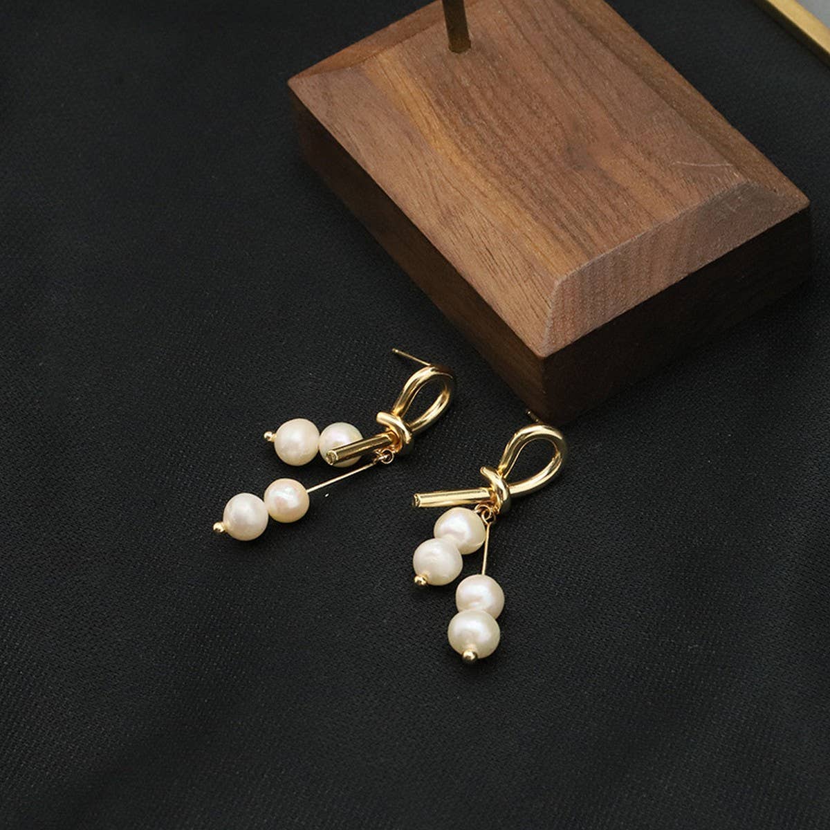 NEW RETRO SIMPLE NATURAL PEARL EARRINGS FOR WOMEN_CWAJE3820