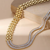 DIAMOND CHAIN MOSAIC GEOMETRIC CLAVICLE NECKLACE_CWMM3579
