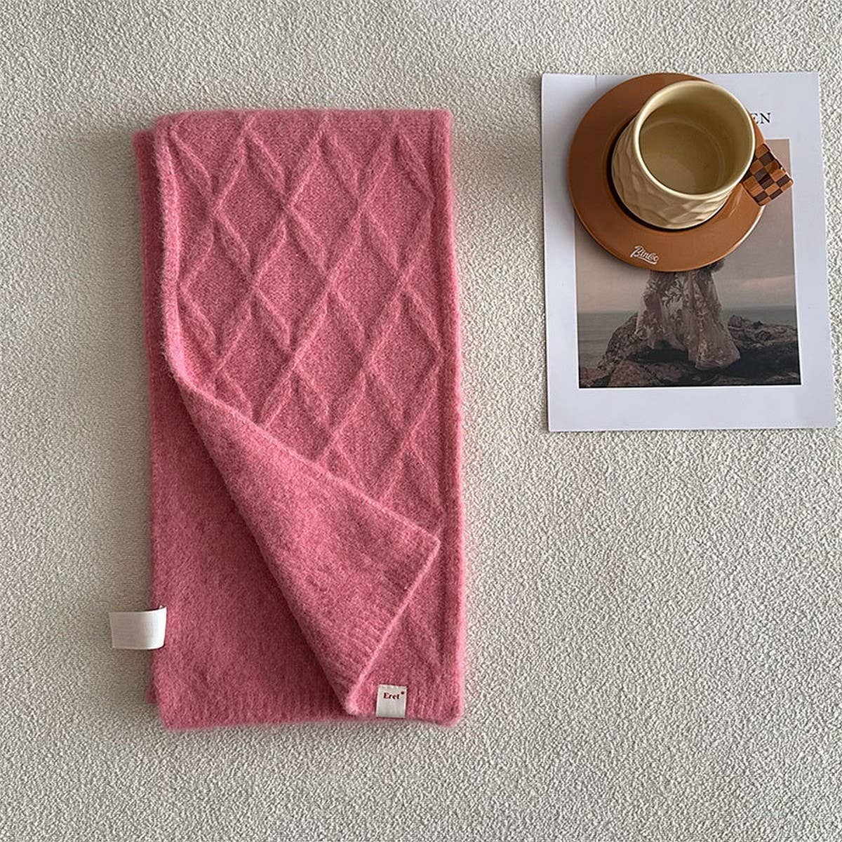 RETRO KNIT SCARF WOOL BLEND REVERSIBLE WRAP_CWASC2355