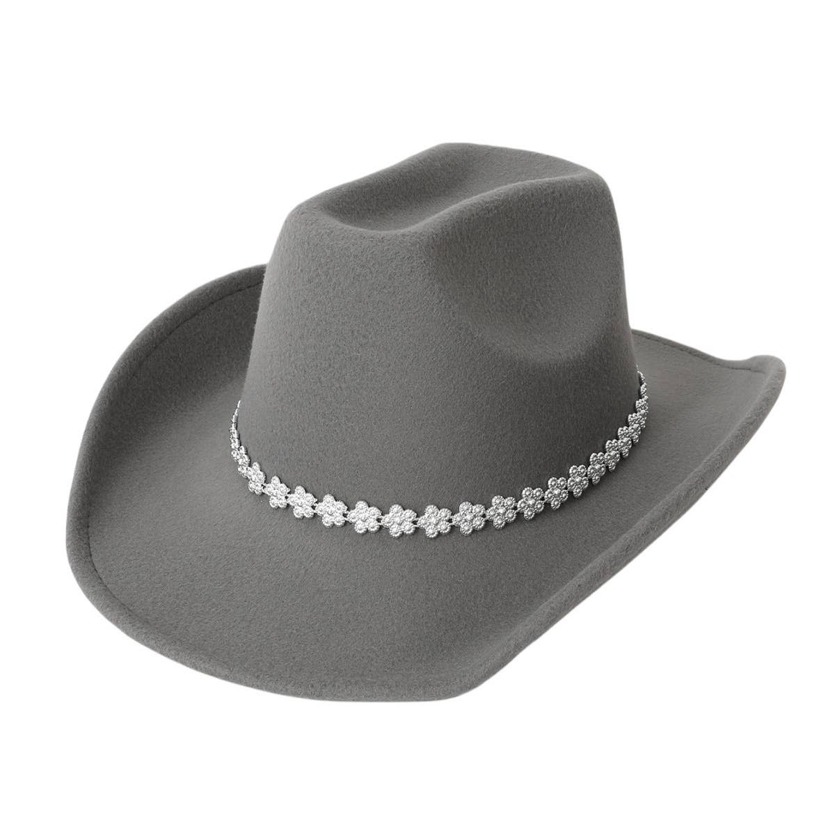 RHINESTONE WOOL FELT WESTERN COWBOY FEDORA HAT_CWAH3637
